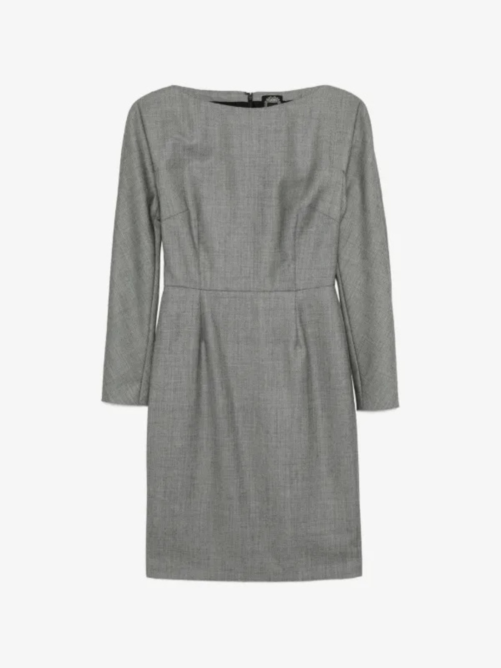 Christian Dior Y2K Gray Wool Silk Lined Boat Neck Sheath Dress 4 Minimalist